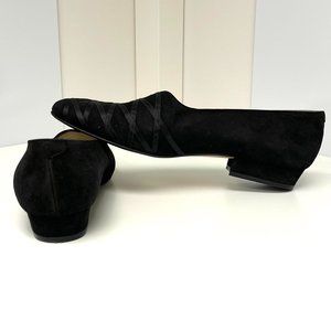 Bally black suede flats cross-cross design